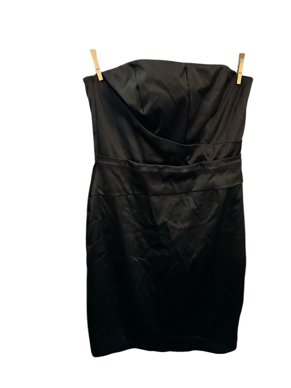 White House Black Market Black Satin Strapless Dress Size 14 Black